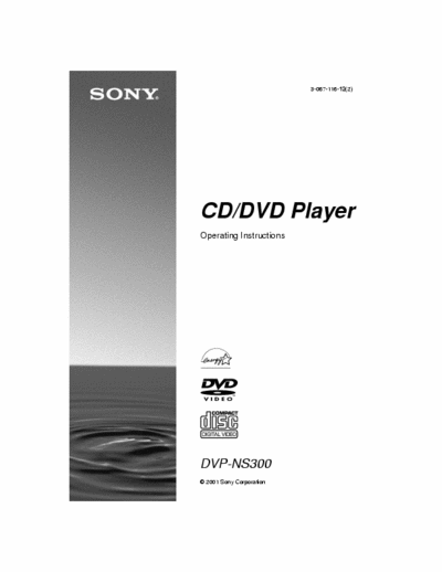 Sony DVP-NS300 This the Complete 72 Page Manual for AMERICAN Model